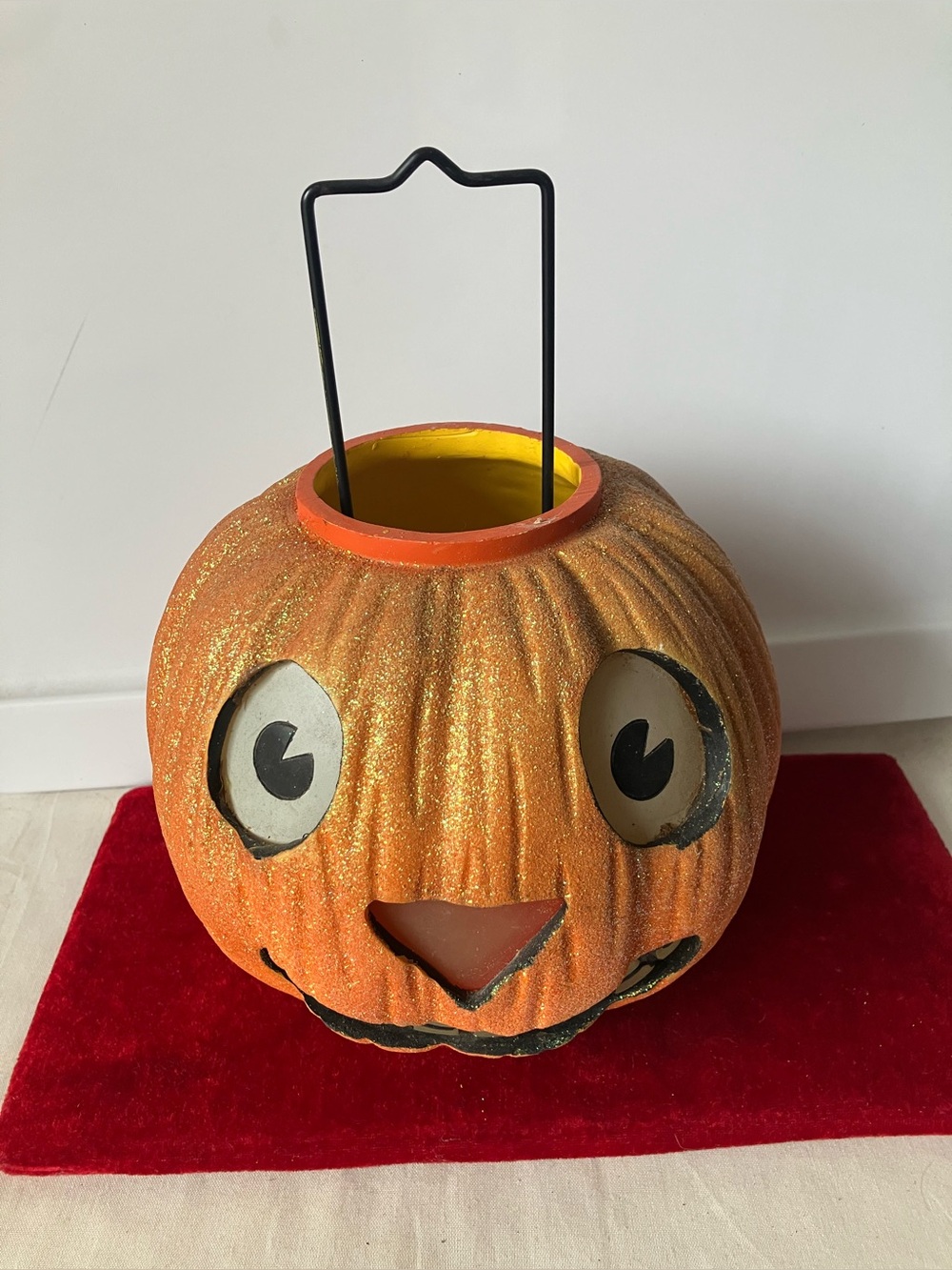 Vintage Illuminations Smiling Pumpkin Lantern Halloween Glitter Jack O Lantern